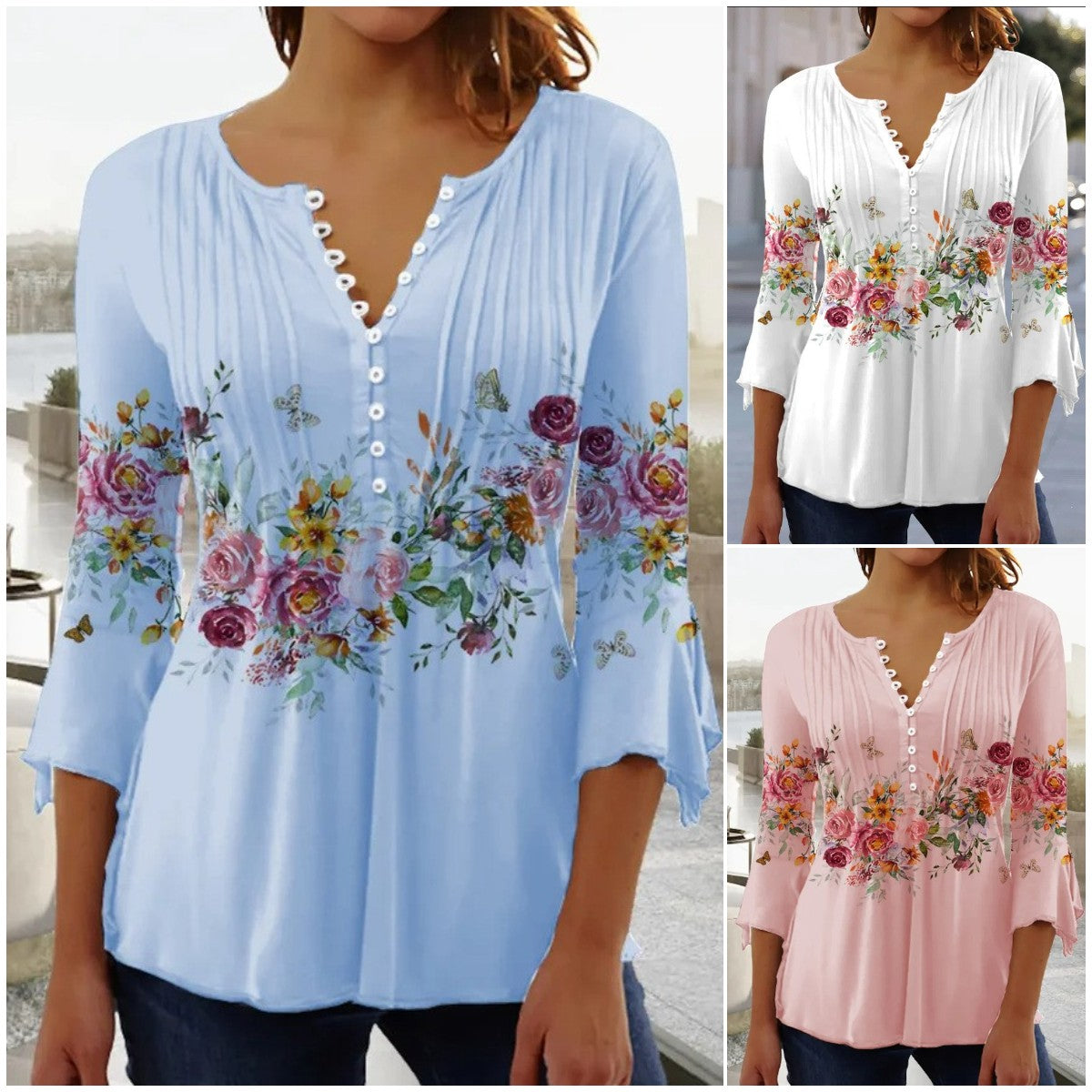 👕🥰  [S-5XL] Módní dámské tričko s výstřihem do V