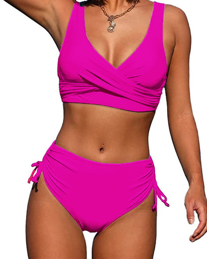 🏖️👙【Sleva na nové produkty】🌴【S-3XL】Nové dámské jednoduché jednobarevné, rychleschnoucí, pohodlné a prodyšné bikiny na léto 2025.-4011589