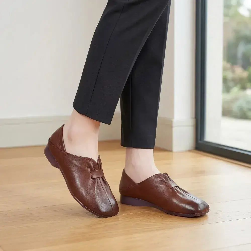 👡【35-42】2026 nuevos zapatos sin cordones de suela suave con lazo, piel de vaca de alta calidad, simples y exquisitos