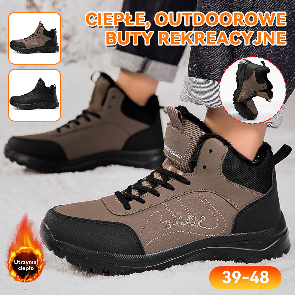 ⛄🔥👍【39-48】Nowoczesne męskie sportowe buty codzienne z skórą, grubą podszewką, antypoślizgową, wełnianym wypełnieniem i ogrzewaniem-4175411