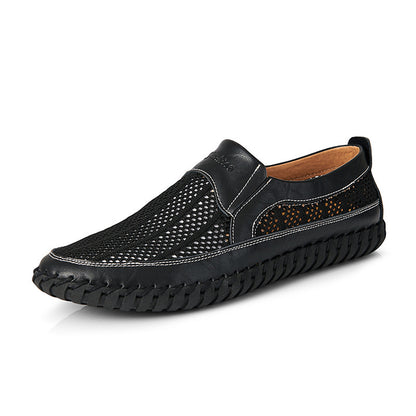 🔥【Promociones fuera de temporada】【38-48】👞Nuevos zapatos de malla de cuero para hombre para primavera y verano - talla grande - piel de vacuno auténtica, resistente al sudor y a los olores, transpirable y cómodo