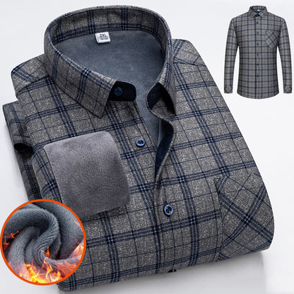🔥👔【L-5XL】 Camisa de negocios de manga larga cálida para otoño e invierno