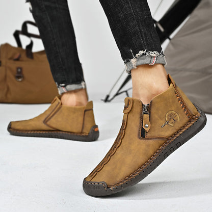 🥾Całkowicie ręcznie robione męskie buty marki Martens ze skóry naturalnej (38-48), z podszewką puchową i zamkiem błyskawicznym - ciepłe, wygodne i eleganckie, odpowiednie na zimę.