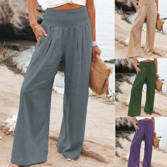 【S-5XL】 2026 Nové dámské bavlněné a lněné ležérní široké kalhoty