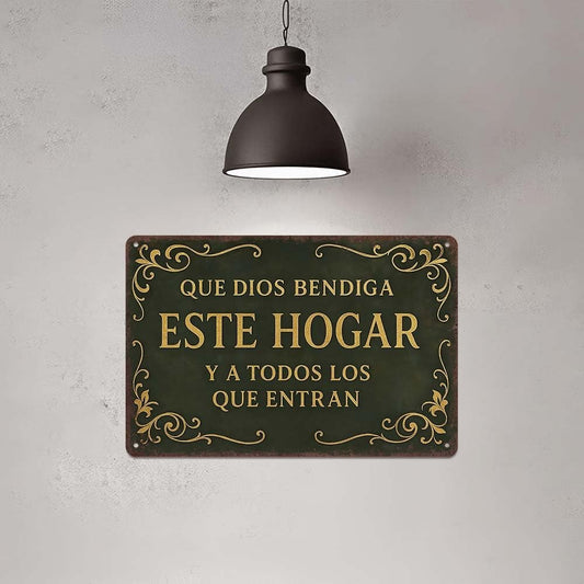 🔥Cartel de pared de aluminio vintage “Que Dios bendiga este hogar” – Decoración para hogar, sala de oración o dormitorio, 30×20 cm