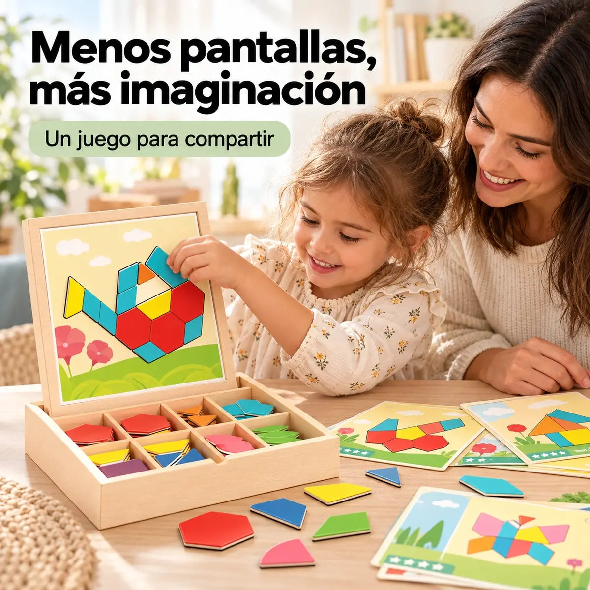 👶🌈🧩【128 piezas】🔥Juguete de rompecabezas tangram de madera magnético, entrenamiento cerebral y juguete educativo para niños, estimula el pensamiento