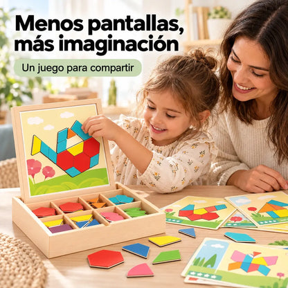👶🌈🧩【128 piezas】🔥Juguete de rompecabezas tangram de madera magnético, entrenamiento cerebral y juguete educativo para niños, estimula el pensamiento