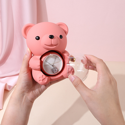 ✨Medvídek + náhrdelník: Roztomilý plyšový medvídek spárovaný s konzervovanými růžemi, romantický dárek k Vánocům a Valentýnu.