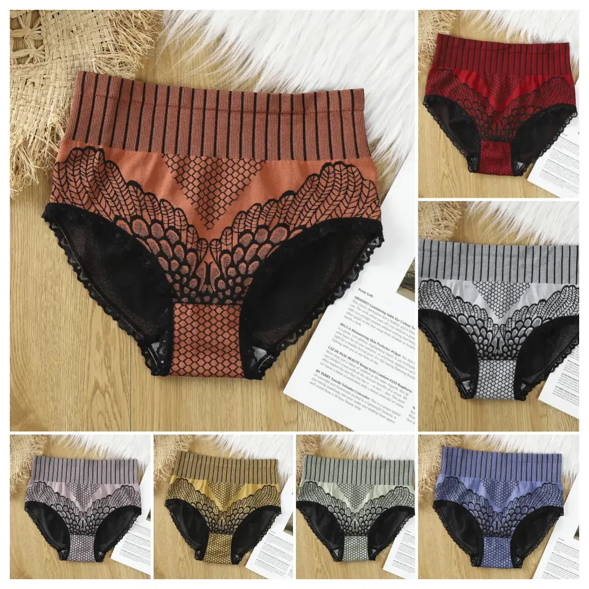【7 piezas 28 euros】Bragas con control de barriga de cintura alta para mujer