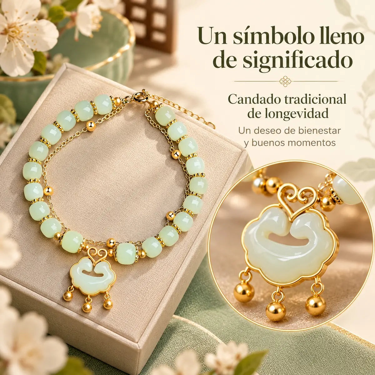 ✨【Compre uno y llévese otro gratis】Nueva pulsera de jade hetiano en oro de 14 quilates