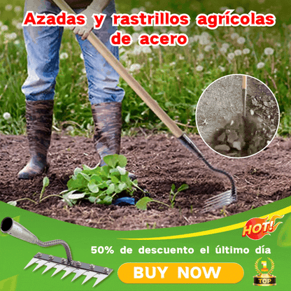 Rastrillos para maleza con púas de acero al carbono para jardín: duraderos, con agarre ergonómico y para desherbar de manera eficiente 🌱