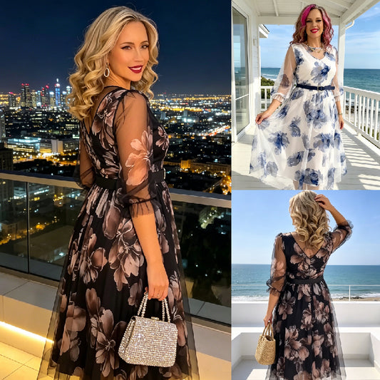 Nuevo 50% de descuento + pago contra entrega 🌸💥【S-5XL】Nuevo vestido elegante con estampado floral