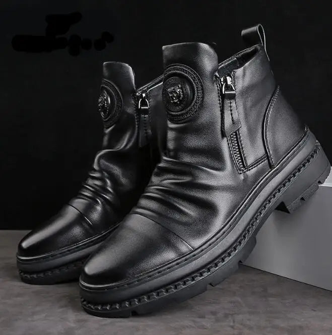 😍👟Časově omezená nabídka🔥[39–44] Nové britské pánské kožené boty s tlustou podrážkou a vysokým svrškem