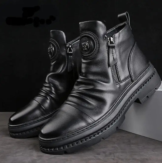 😍👟Časově omezená nabídka🔥[39–44] Nové britské pánské kožené boty s tlustou podrážkou a vysokým svrškem