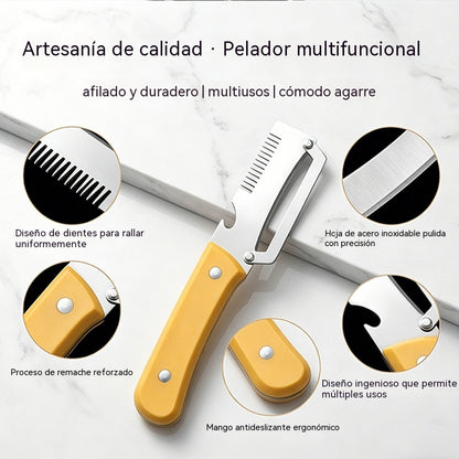 ✅Compra 1 y llévate 1 gratis (2 artículos) 🧅🔪 Pelador de cocina multifuncional 3 en 1: ¡Pela, corta y abre botellas! 🔥_4284356