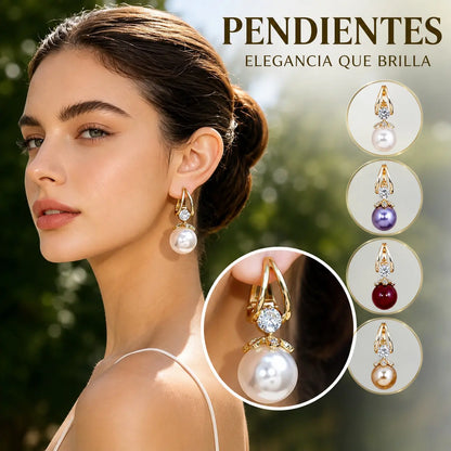 ✨💕 Pendientes franceses de lujo con diamantes y perlas, que complementan a la perfección cualquier atuendo.