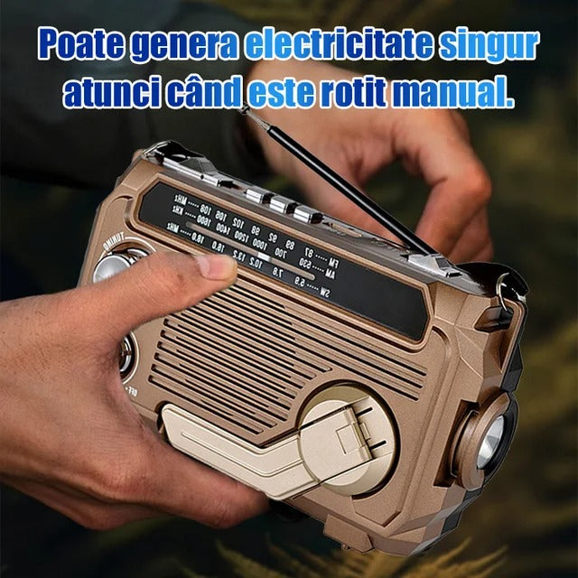 🏕️Multifunkční AM/FM/NOAA meteorologické rádio, ruční klika, USB kabel, 3 způsoby nabíjení, svítilna, nabíječka telefonu, lampička na čtení