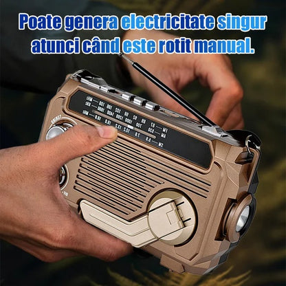 🏕️Multifunkční AM/FM/NOAA meteorologické rádio, ruční klika, USB kabel, 3 způsoby nabíjení, svítilna, nabíječka telefonu, lampička na čtení