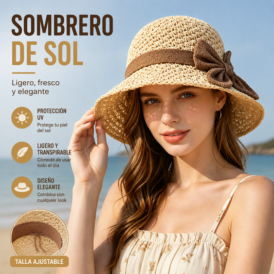☀️🎀Elegante sombrero francés con lazo: protección solar y sombra.