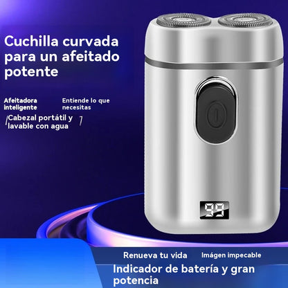 🧡【Oferta por tiempo limitado】Mini afeitadora eléctrica portátil con cuchillas dobles magnéticas e impermeables