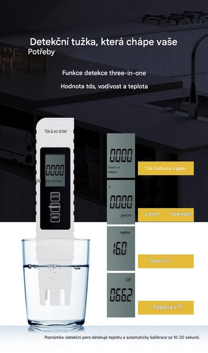 💧Kupte 1, druhý dostanete zdarma🔍 Digitální vodoměr TDS 3 v 1 – Zkontrolujte kvalitu vody během několika sekund ✨