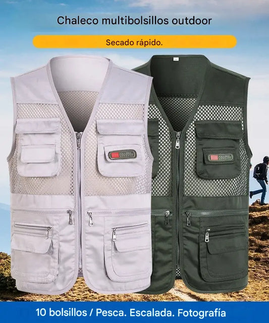 😎Chaleco sencillo y funcional con múltiples bolsillos 🔥【XL-4XL】