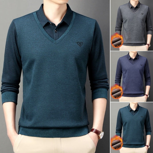 【M-4XL】🔥Męska koszulka polo na jesień i zimę z kołnierzykiem, długim rękawem, dwuczęściowa, męska koszulka polo w średnim i starszym wieku