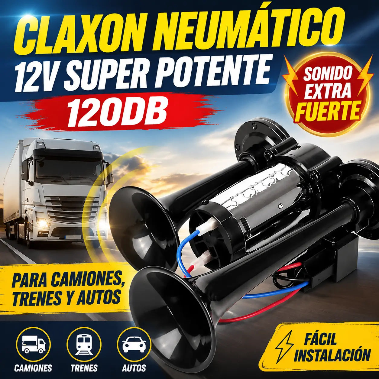 🚗🚂📣Bocina neumática para trenes, camiones y turismos