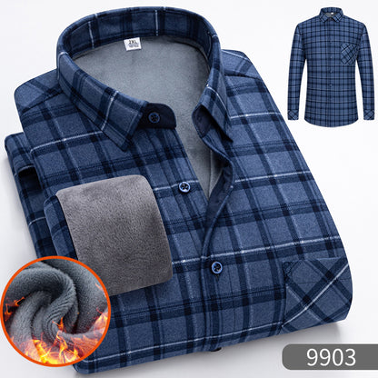 🔥✨👔【L-5XL】Teplá košile s dlouhým rukávem na podzim a zimu-4110021