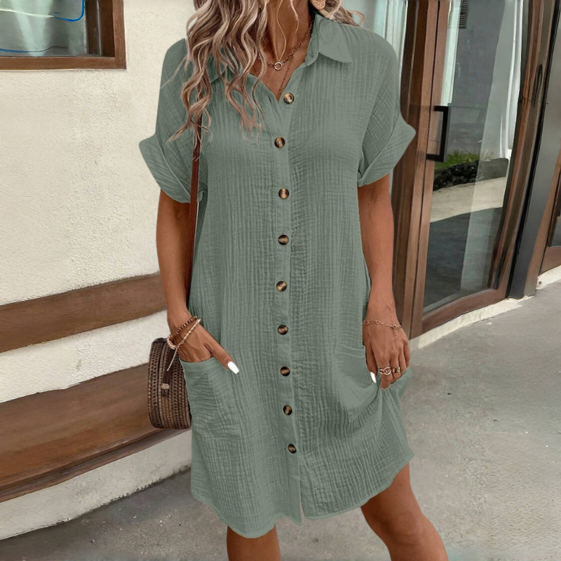 🎁 Šaty z bavlny a bavlny s krátkým rukávem, lehké a prodyšné