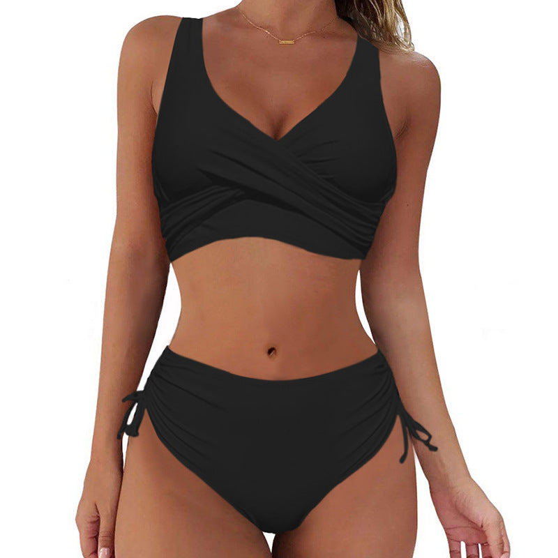 🏖️👙【Sleva na nové produkty】🌴【S-3XL】Nové dámské jednoduché jednobarevné, rychleschnoucí, pohodlné a prodyšné bikiny na léto 2025.-4011589