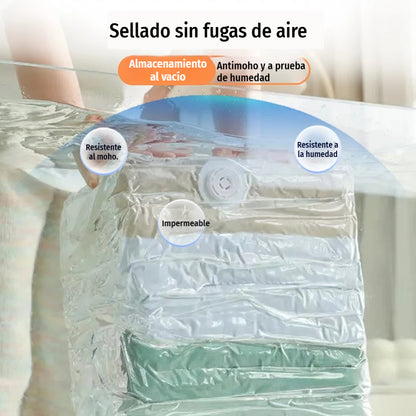 ✨（5 piezas）💨 Bolsa de almacenamiento al vacío grande y compresible: no requiere bomba, es a prueba de fugas e ideal para ahorrar espacio en maletas y en casa ✈️4304192