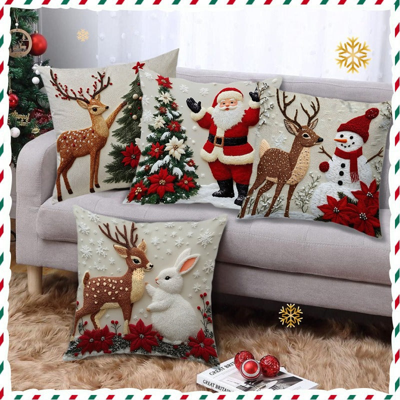 🔥🎅Wyprzedaż świąteczna 🎄Poszewka na poduszkę z motywem świątecznym