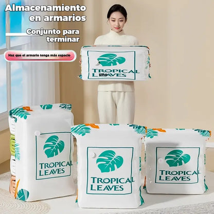 🧳【Juego de 5 piezas】💨 Bolsa de almacenamiento al vacío grande y compresible: no requiere bomba, es a prueba de fugas e ideal para ahorrar espacio en maletas y en casa ✈️