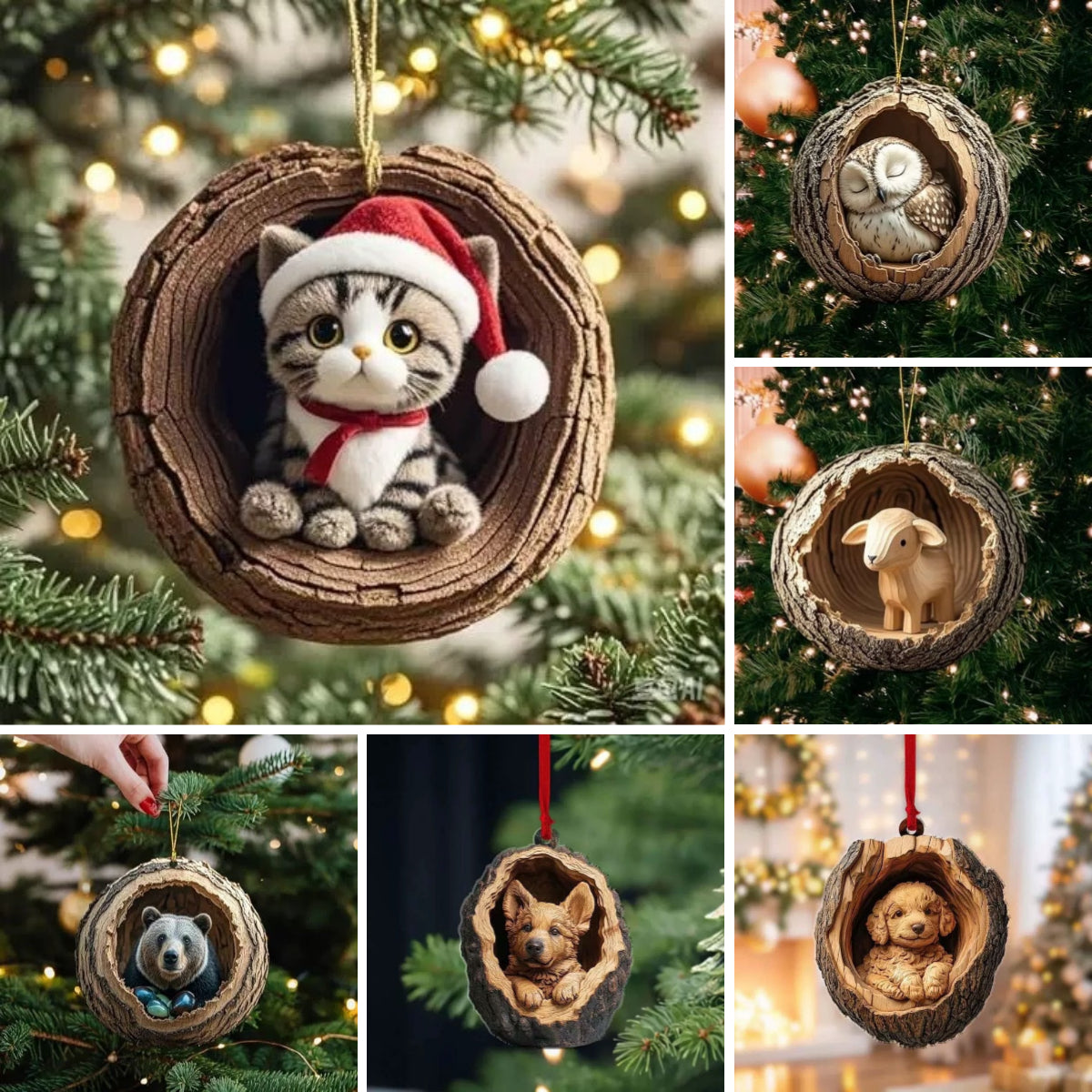 【12 sztuk】🎄Dekoracje choinkowe w kształcie zwierząt. Małe ozdoby w kształcie zwierząt