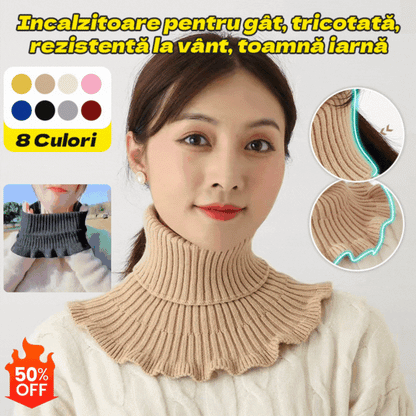 🔥【Kupte 2 a získejte 2 zdarma】🧣Dámská podzimní/zimní pletená šála s vysokým výstřihem, větruodolná a hřejivá