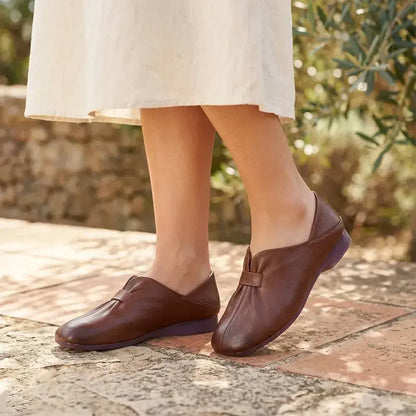 👡【35-42】2026 nuevos zapatos sin cordones de suela suave con lazo, piel de vaca de alta calidad, simples y exquisitos