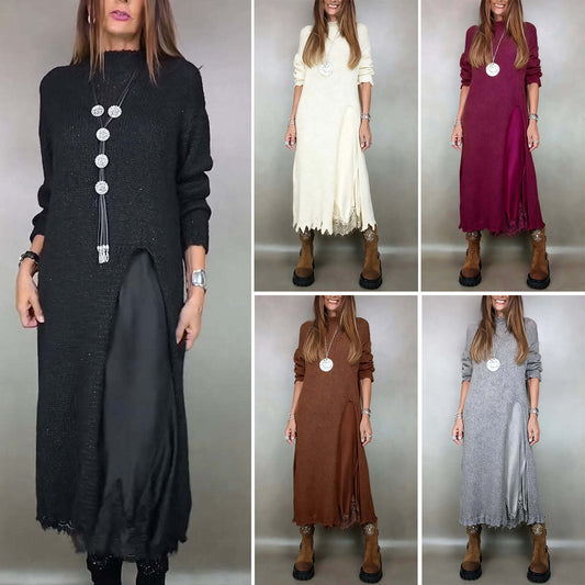 【XS-3XL】👗Νέο σετ δαντέλας, με σχισμές, σχέδιο πουλόβερ, φόρεμα δύο τεμαχίων και σετ πουλόβερ με τιράντες και σχισμή