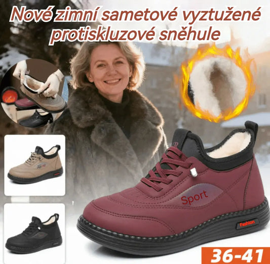 💥【Kupte 1 a získejte 1 zdarma】👟【35-41】Nové zimní sametové a hrubé protiskluzové boty pro maminky, módní a všestranné teplé bavlněné boty, sněhule s měkkou podrážkou