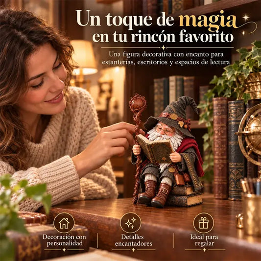 🧙‍♂️📖 Figura de Mago Lector Encantado | Estatuilla de Resina Detallada | Decoración de Escritorio y Estantería | Estilo Fantasía y Mágico ✨