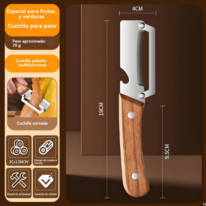 ✅Compra 1 y llévate 1 gratis (2 artículos) 🧅🔪 Pelador de cocina multifuncional 3 en 1: ¡Pela, corta y abre botellas! 🔥