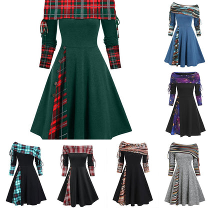 【S-3XL】Nový styl 2025 módní šaty s dlouhým rukávem a jedním ramenem pro ženy