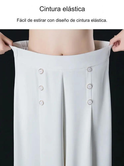 💖【M-5XL】Falda ancha de cintura alta drapeada de moda para mujer