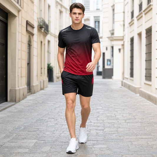 🔥✨【50% de descuento🔥】Chándal de verano de dos piezas para hombre: cómoda camiseta de manga corta y pantalones cortos.