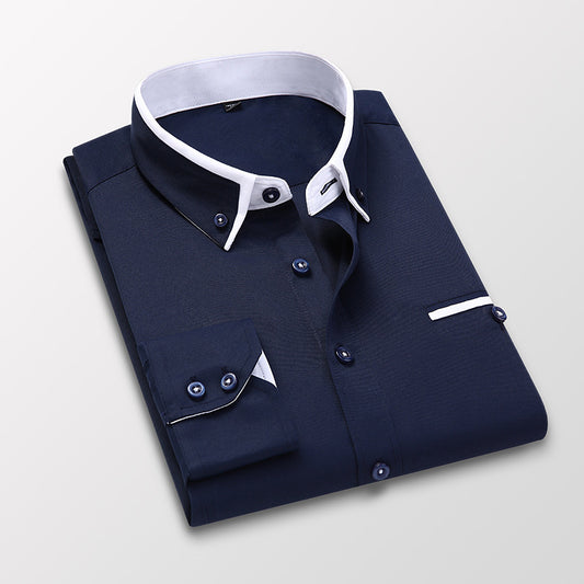 👔【M-5XL】Camisa de negocios de manga larga para hombre de alta calidad, cómoda y elástica_4312738