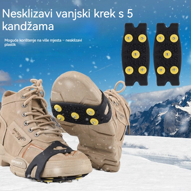 👴🚶🏔️❄️ 【50% popusta】 Nevidljive protuklizne dereze s pet zubaca, outdoor dereze protiv klizanja, pogodne za hodanje po snijegu, planinarenje, penjanje i zimske zaleđene površine, neizostavan sigurnosni dodatak za starije osobe. - 4207826