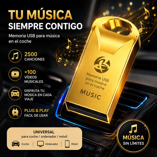 🔥🔥【32 GB】Memoria USB universal de alta calidad para música en coches【2500 canciones populares + 100 vídeos】