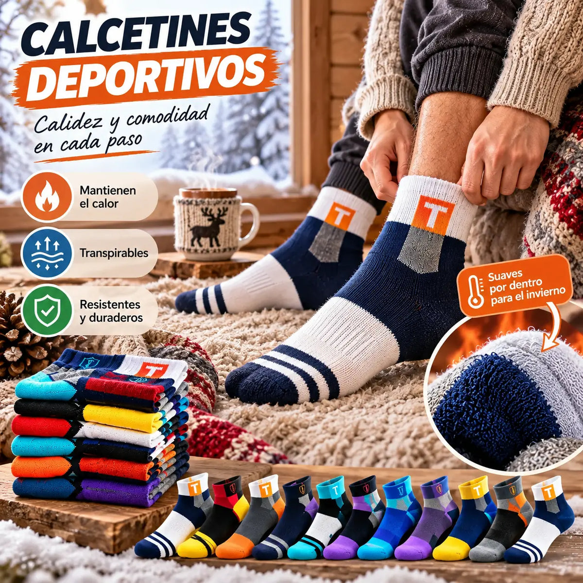 【10 pares】Calcetines deportivos transpirables, antiolores y absorbentes del sudor para hombre