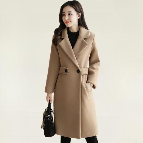 🍂 Gruby wełniany damski płaszcz/płaszcz na jesień i zimę, ciepły i stylowy