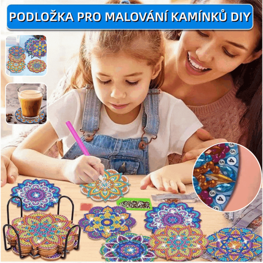 🎁🎨【Sada nářadí + železný rám + 6 diamantových obrazů*2】Podložka na malování s kamínky pro kutily